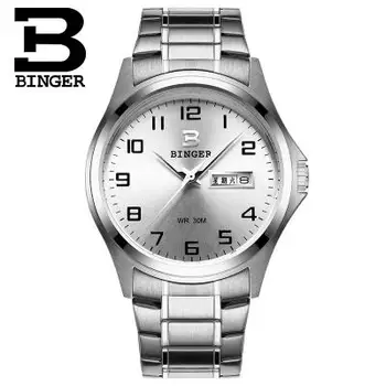 Original Switzerland luxury watches men Binger brand quartz full stainless Steel Wristwatches Waterproof Complete Calendar Watch