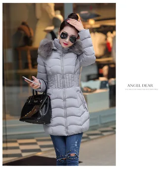 Solid Slim Winter Jacket Women's Jackets and Coats Faux Fur Collar Hood Plus Big Yards 4XL Cotton Wadded Thick Warm A0218
