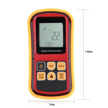 Mini Digital handheld Wind speed meter scale Anemometer Thermometer GM816A