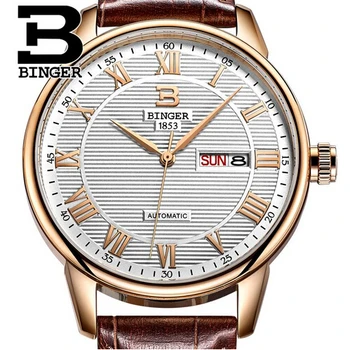 Men Watches Switzerland Brand Luxury Quartz Auto Date Watch Binger Fashion Casual Business Male Wristwatches Relogio Masculino