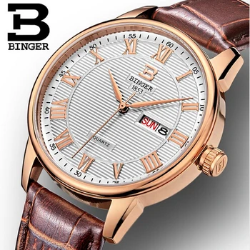 Men Watches Switzerland Brand Luxury Quartz Auto Date Watch Binger Fashion Casual Business Male Wristwatches Relogio Masculino