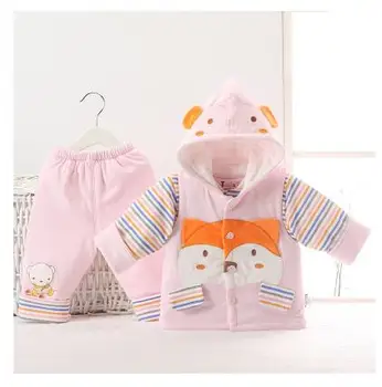 Newborn spring and autumn wadded jacket set male cotton-padded jacket vest piece set baby clothes