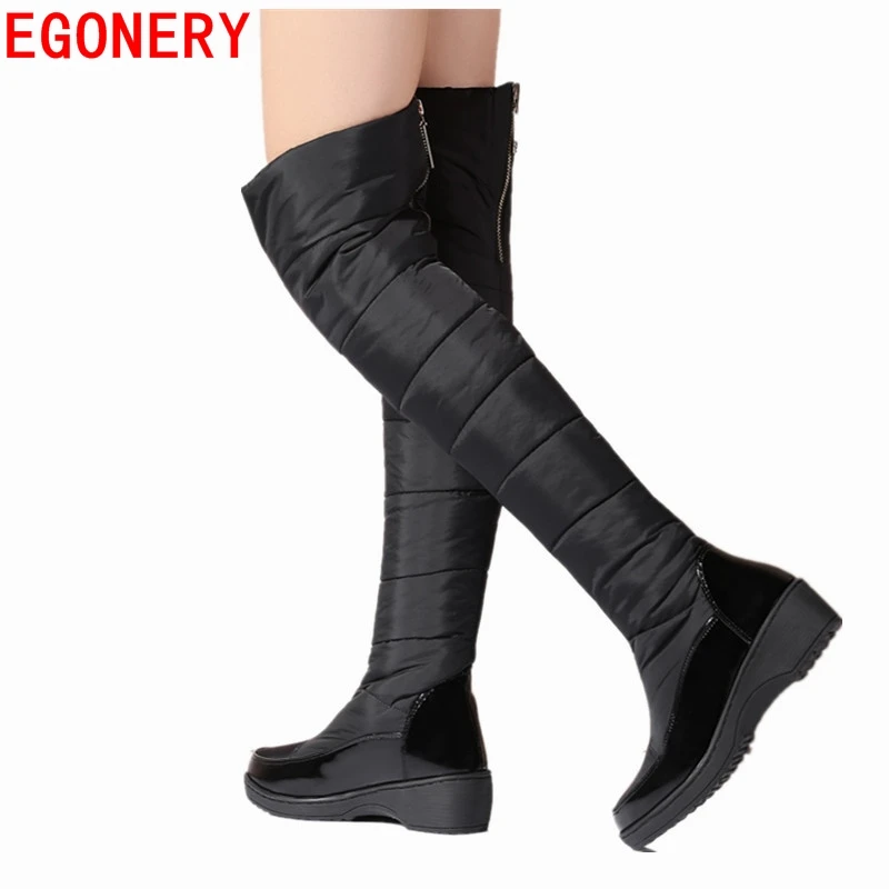 EGONERY shoes 2017 women boots autumn winter snow boots over knee high boots fashion shoes woman water high boots cold winter