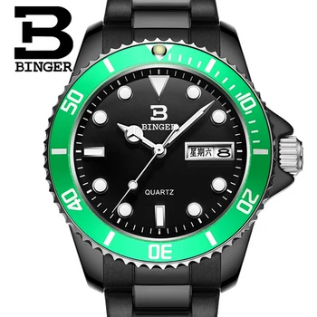Switzerland Luxury Brand Binger Men Sports Military Watches Quartz Watch Analog Hour Date Clock Fashion Casual Dive Wristwatch