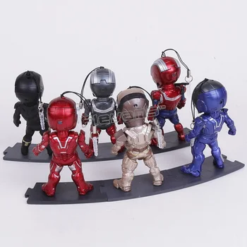 Iron Man Pendant Figures with LED Light MK43 MK42 Iron Patriot PVC Action Figures Collection Toys 6pcs/set opp bag 10cm