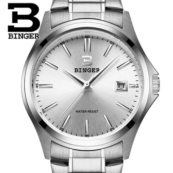 New Binger Fashion GENEVA Brand Watches Men Stainless Steel Quartz Watch Luxury Wristwatch Men's Watch relogio masculino