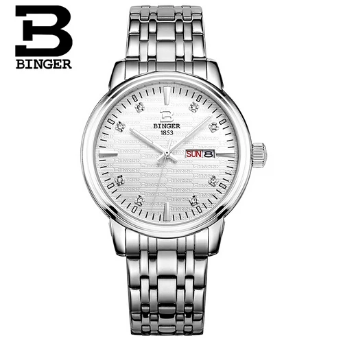 Switzerland Binger Limited Special Hardlex Alloy Quartz Crystal Men Analog Relogios Femininos 42mm Big Dial Fashion Mans Watch