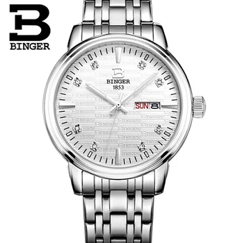 Switzerland Binger Limited Special Hardlex Alloy Quartz Crystal Men Analog Relogios Femininos 42mm Big Dial Fashion Mans Watch