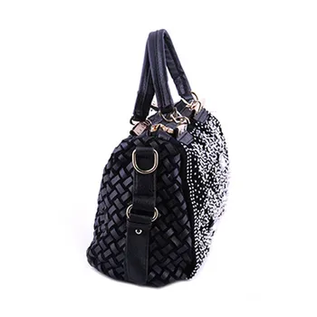 Elegant Design Women Fashion Handbags Rhinestones Women's purses and Ladies Handbags PU + Denim