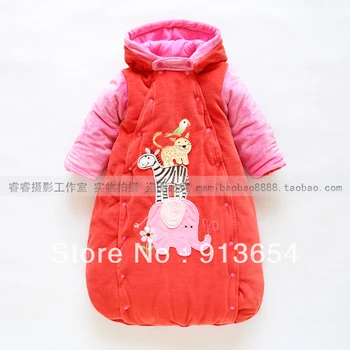 New 2013 child sleeping bag baby winter thermal outerwear baby girls cute animal style velvet warm cotton baby sleeping bags