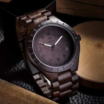 Wood Wristwatch Black Sandal Wood Analog Watch Japan MIYOTA Quartz Casual Wooden Watches Brand UWOOD Dress Wristwatch For Unisex