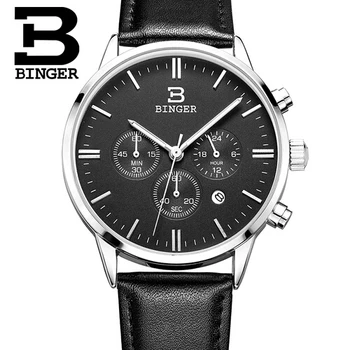 Switzerland Classic Business Quartz Watch Men JAPAN Binger Brand Leather Casual Wristwatch Chronograph Sport Relojes hombre New