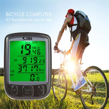 SunDing SD - 563A Multifunction Bicycle Computer Waterproof Cycling Odometer Bike Computer Speedometer with LCD Green Backlight