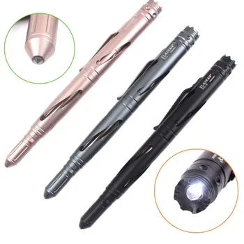 Self Defense Tool EDC Tactical Pen Outdoor Aluminum Survival Tool Tactical Office Ink Pen Glass Breaker LED Flashlight F