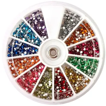 Top Nail 12 Color 2mm Glitter Acrylic Drill Wheel Nails Manicure Tips Tools For Charms 3D Nail Art Decorations ZP047