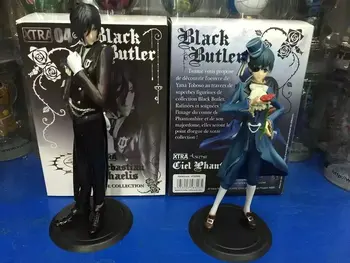 2Pcs/Lot Black Butler Ciel Phantomhive Sebastian PVC Doll Action Figure Model Toy 16cm