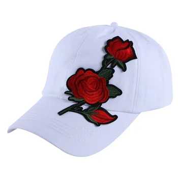New trendy luxury women girl beauty baseball cap rose floral design hip hop snapback hats white red spring summer autumn hat
