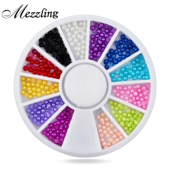 Nail Rhinestone Pearls,1.5mm 800pcs/set Mixed Colors 3d Design Charm Nail Art Beads,Beauty Manicure Wheel Nail Tips Decoration