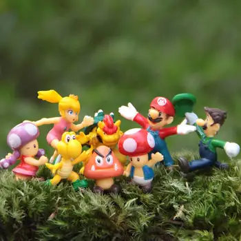 8 PCS/Lot Cartoon Super Mario Bros Toy 2-3cm DIY Plastic Kids Toys Action Figure Anime Model Nendoroid Brinquedos Birthday Gift