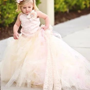Cute Princess One Shoulder Kids Dress Tulle Ball Gowns Little Infant Girl Glitz Train Kids First Communion Dress 0-12 Y Old 2017
