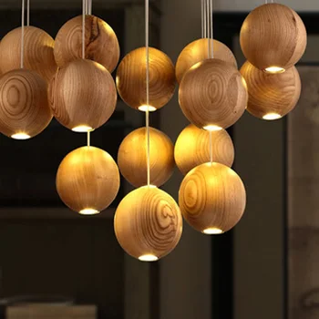 1 Lamp Holder Art Modern Lighting Wooden Creative Pendant Lamp Restaurant Cafe Pendant Lights Contains Led Bulb
