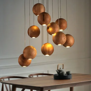 1 Lamp Holder Art Modern Lighting Wooden Creative Pendant Lamp Restaurant Cafe Pendant Lights Contains Led Bulb