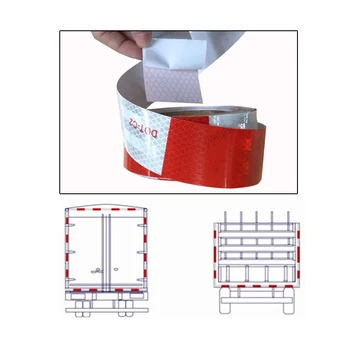 5cmX10mDOT-C2 Conspicuity Safety DOT Reflective Tape Red White For Trailer Vehicle Truck, Trailer Reflector, Reflector Tape Roll