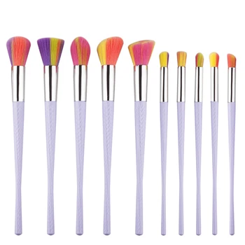 10Pcs/Set unicorn makeup brush Set Cosmetics Makeup Beauty Thin Waist Fan Foundation Brush Makeup Brush Kit White Handle