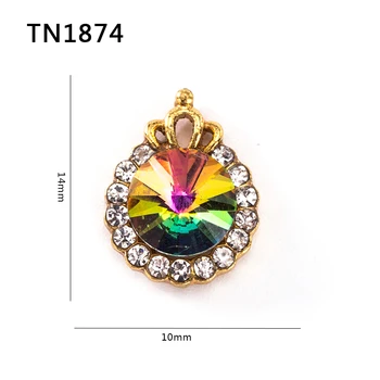 10Pcs/Lot Colorful Crystal Nails Accessoires Alloy Metal Crown Design Glitter Rhinestones 3D Nail Art Decorations TN1874