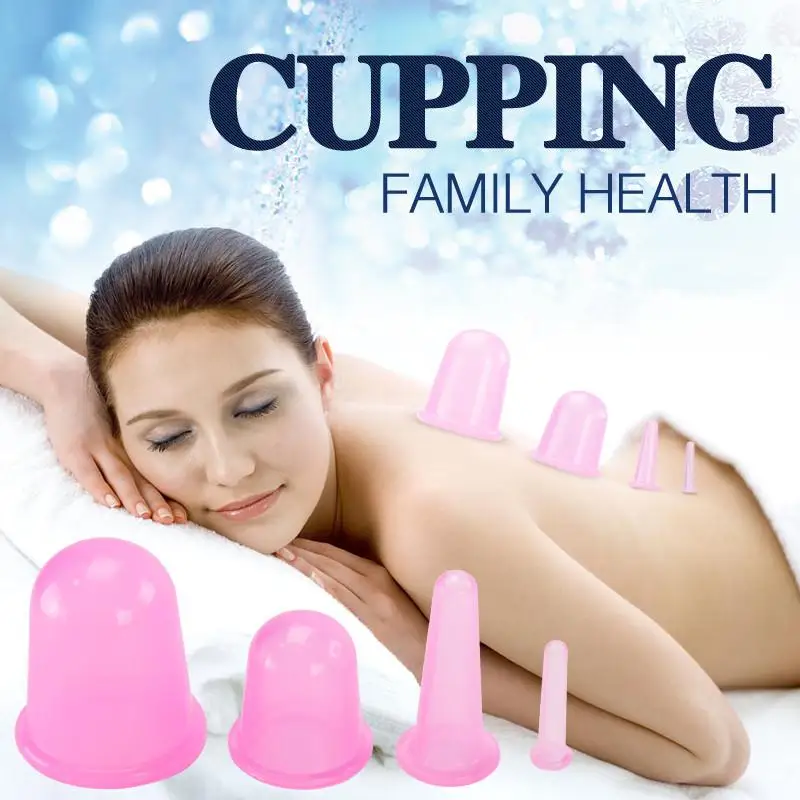 4pcs/Set Healthy Care Anti Cellulite Silicone cup cupping Vacuum Family Full Body Massage Helper