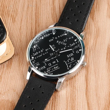 KEVIN Full Black Chic Speical Mathematical Formula Dial Deisgn Wrist Watches Student Watches Men Women Simple Clock