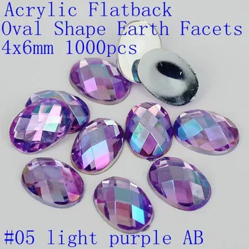 1000pcs 4x6mm Acrylic Crystal Flatback Oval Shape Earth Facets AB Colors Rhinestone For Nail Art 3D Jewelry Decorative Stones