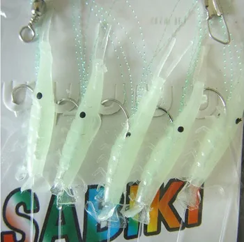 50pcs New Sabiki Soft Fishing Lure Rigs Luminous Shrimp Bait Jigs Lure soft lure Worn Fake lure
