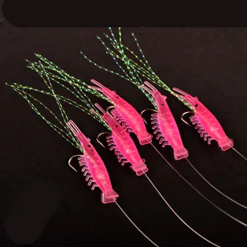 50pcs New Sabiki Soft Fishing Lure Rigs Luminous Shrimp Bait Jigs Lure soft lure Worn Fake lure