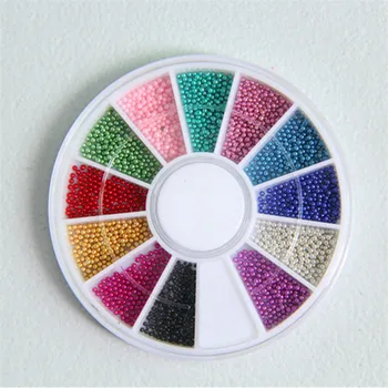 New 12 Colors Caviar Beads Nail Art Studs Charms 3D Diy Glitter Rhinestones & Decorations For Nails