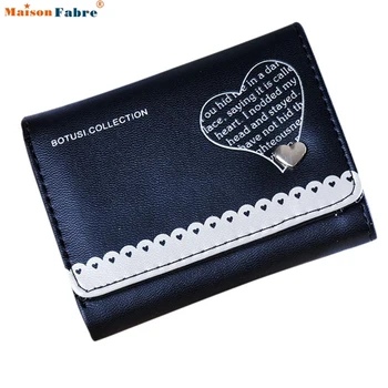 Women Love Heart Coin Purse Short Wallet Card Holders Handbag Comfystyle san_21ga