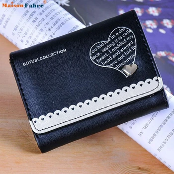 Women Love Heart Coin Purse Short Wallet Card Holders Handbag Comfystyle san_21ga