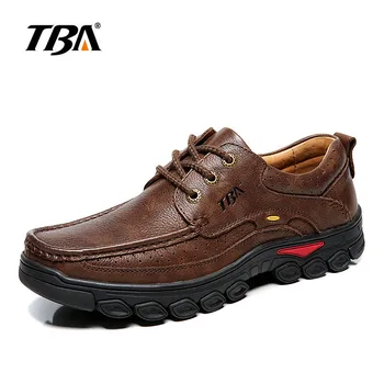 TBA Men's sports Walking shoes dark brown/Khaki Leather Outdoor Sport Shoes Non-slip Walking Shoes Sneakers 6865