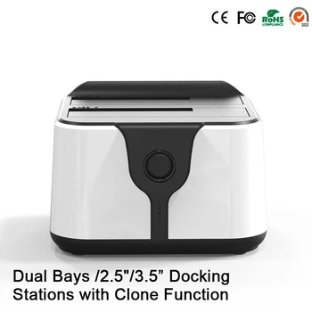 2-Bay sata dual usb 3.0 case 2.5 3.5 inch enclosure to SATA HDD SSD 4TB hdd storage box with copy each other hard disk external