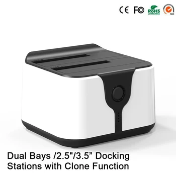 2-Bay sata dual usb 3.0 case 2.5 3.5 inch enclosure to SATA HDD SSD 4TB hdd storage box with copy each other hard disk external