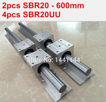 2pcs SBR20 - 600mm linear guide + 4pcs SBR20UU block for cnc parts