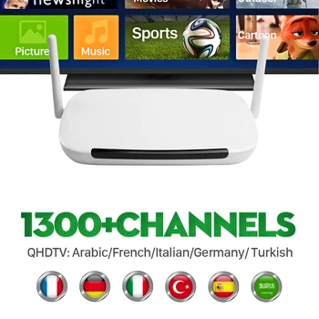 1300+ IPTV Arabic Channels Subscription 1 year HD Smart TV Box Q9 STB QHDTV French TV Receivers In Europe Italian Media Player