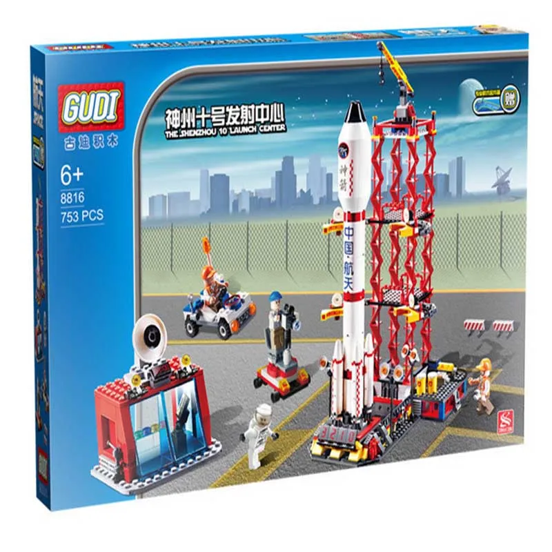 GUDI Rocket Blocks Spacecraft Launch On The 10th Children Fight Inserted Blocks Toys kids gift