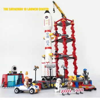 GUDI Rocket Blocks Spacecraft Launch On The 10th Children Fight Inserted Blocks Toys kids gift