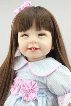 22inch 55cm Reborn Toddler baby doll lifelike sweet girl real gentle touch uniquebaby doll glue wig long wig for kids