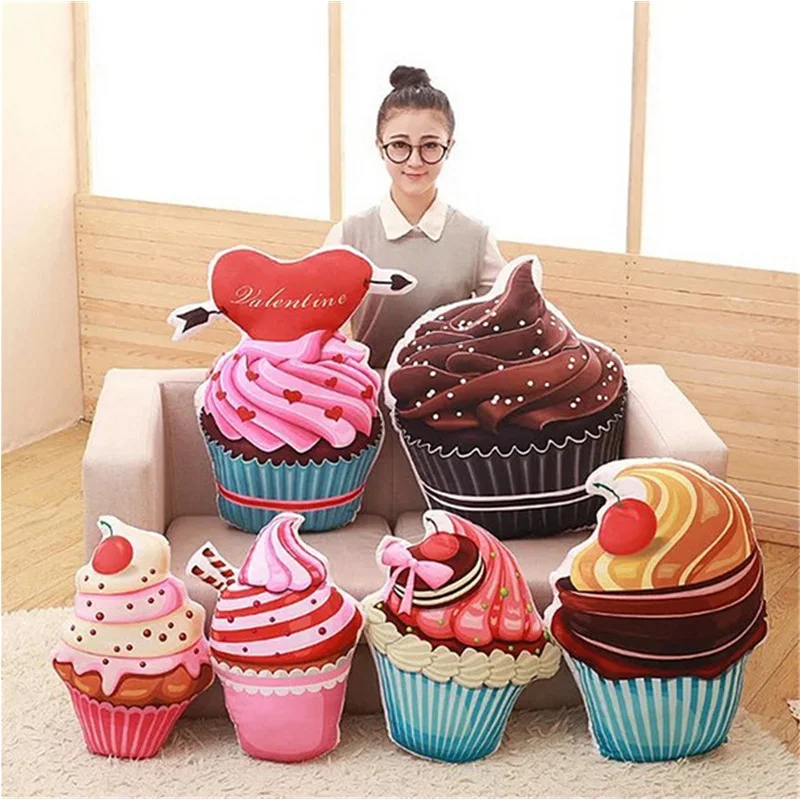 Fancytrader Sweet Ice Cream Cake Plush Toys Big 3D Birthday Cake Pillow Cushion 70cm 28inch 6 Models Available