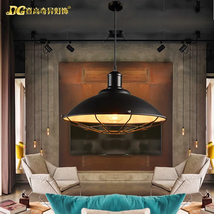 Rural Contracted Industrial Iron Personality Art Chandelier With Iron Net Chimney Fashion Restaurant Light