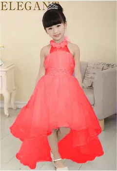 2017 New Summer Party Evening Wear Long Tail Girls Clothes Elegant Flower Girl Dress Kids Baby Lace Dresses
