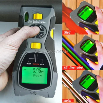 Portable Multifunction 5in1 Digital Distance Meter Stud/Joists Metal Wire Detector Laser Marker Tool 0.6~16m (2 ~ 53 feet) Range