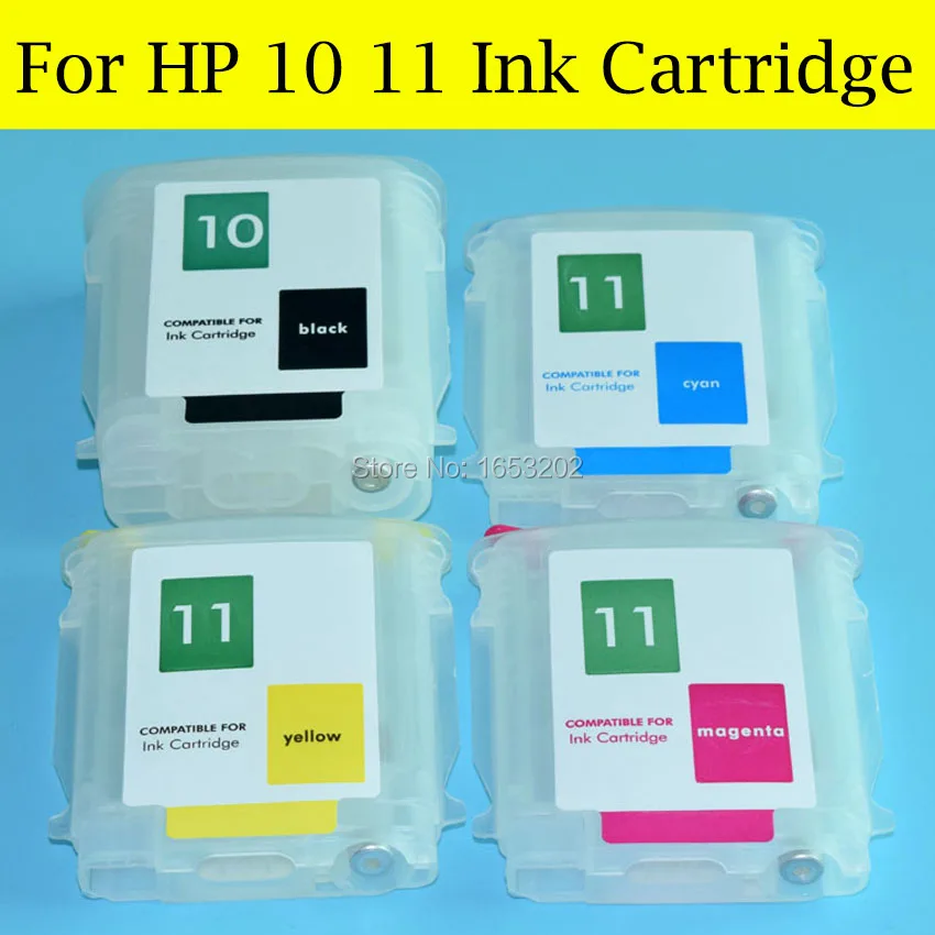 4 Pieces/Lot Empty Refill ink Cartridge For HP 10 11 With Auto Reset Chip For HP Designjet 100 110 70 10ps 20ps 50ps Printer